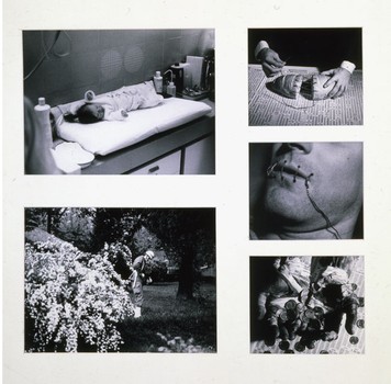 The exhibit attempts to put the artist's work in context following the Smithsonian controversy. In this image, his 1988-89 work 'Silence Through Economics.'